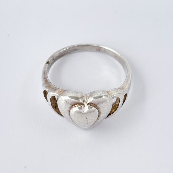 Vintage Sterling Silver 925 Concentric Heart Ring Size 8.5 - Picture 3 of 10